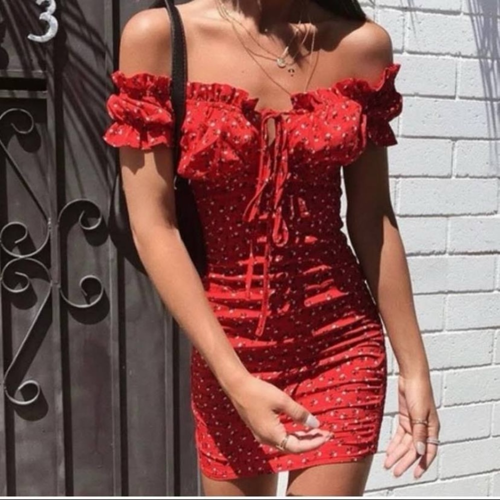 Princess Polly Red Off Shoulder Mini Dress